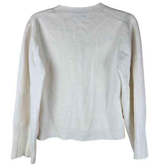 J.Crew Womens Cream V-Neck Cardigan Sweater Cotton Wool Front Pockets - Picture 2 of 8